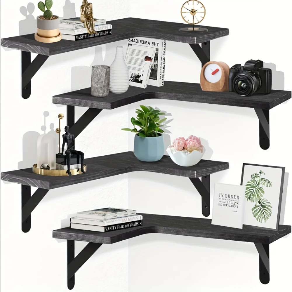 Kitchen Q - Natural Wood Grain Floating Shelves Wall-Mounted