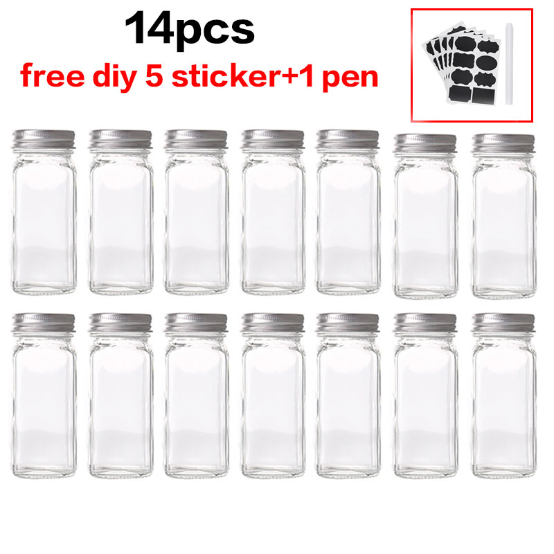 Kitchen Baking Pan Set - Glass Spice Jars with Bamboo Lid