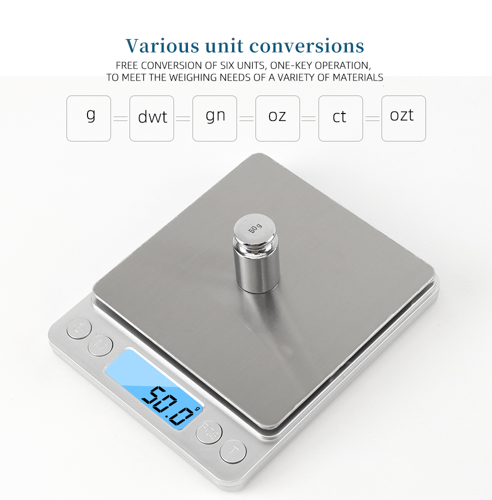 Kitchen Baking Scale - 500 0.01g/3kg 0.1g LCD Portable Mini