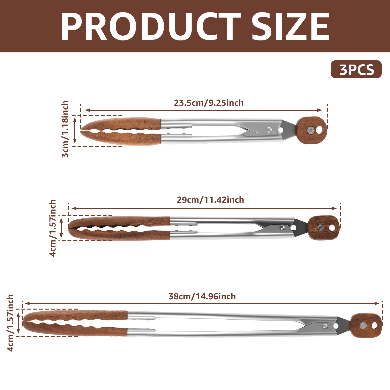 2/3 Pcs Food Tongs Walnut Wood - огляд і ціна Kitchen Q