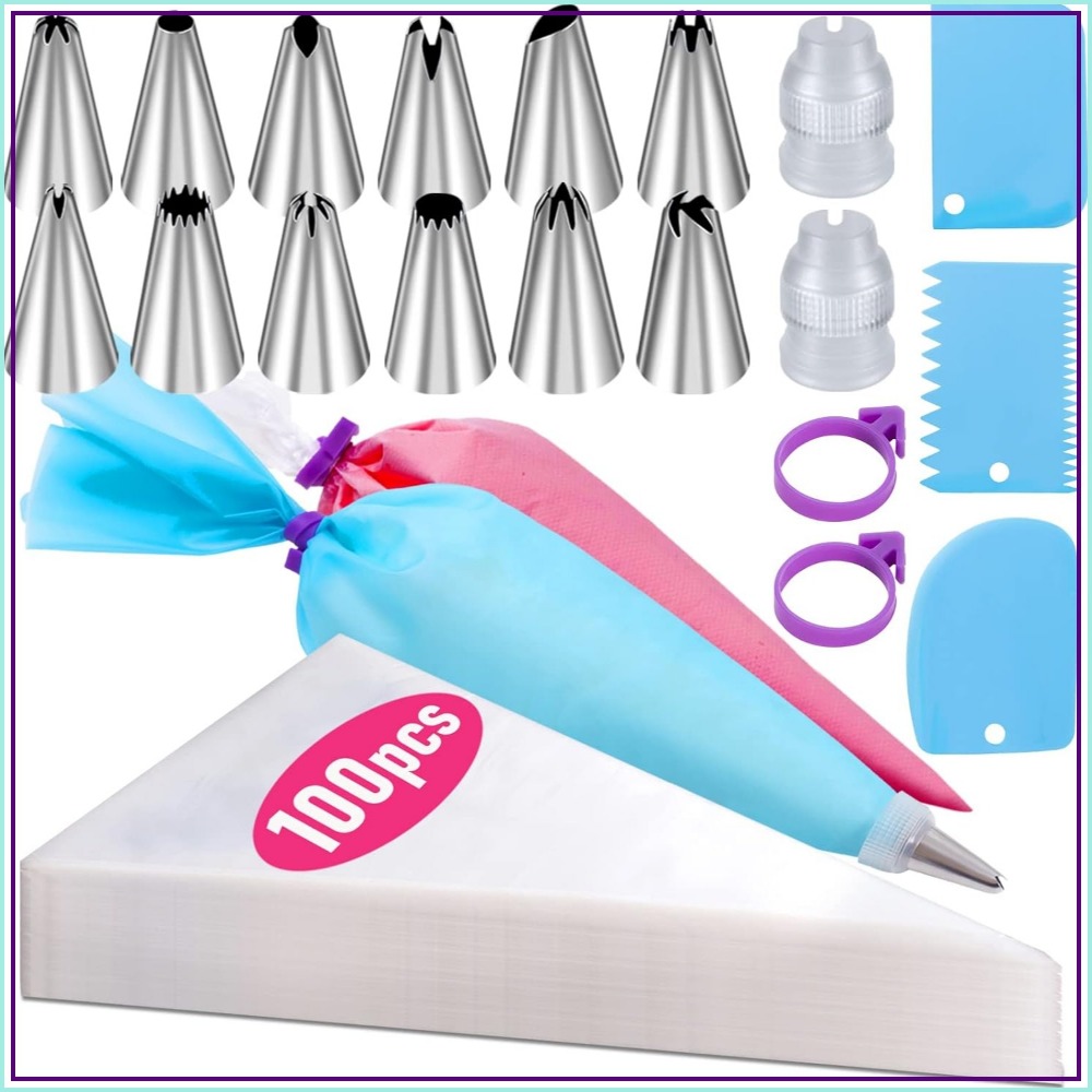 100 Pcs Disposable Pastry Bags - огляд і ціна Decorating Tip Set
