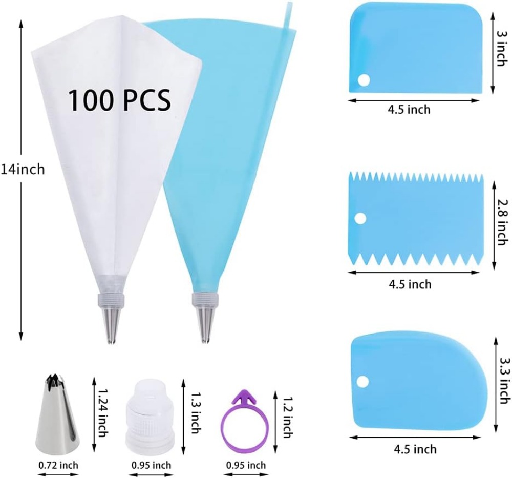100 Pcs Disposable Pastry Bags - огляд і ціна Decorating Tip Set