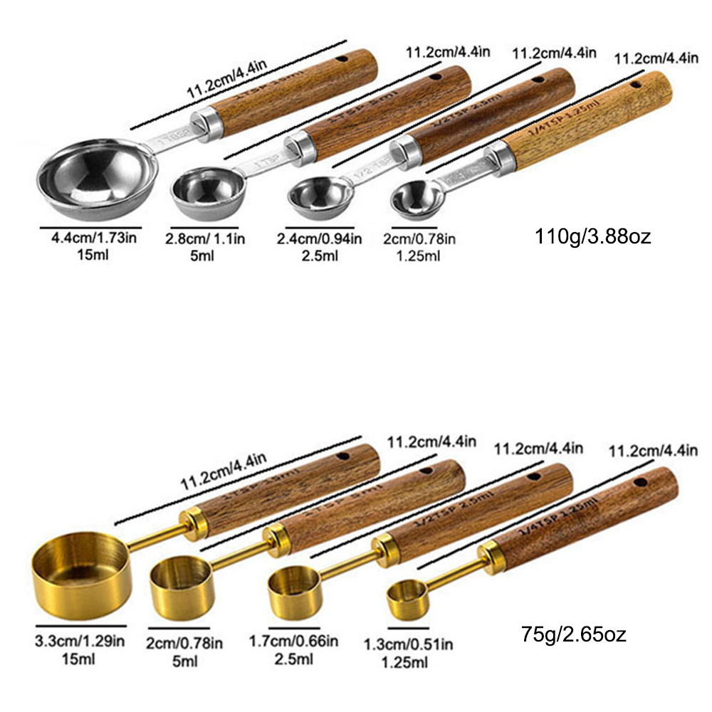 4Pcs/Set Silver Wooden Handle  - огляд і ціна Kitchen Baking Scale