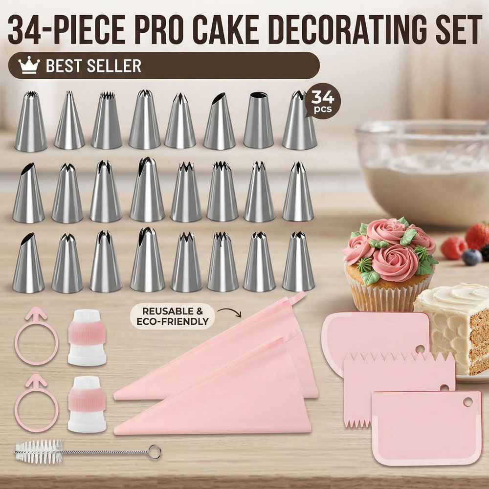 34pcs Piping Tips Set with TPU - огляд і ціна Decorating Tip Set