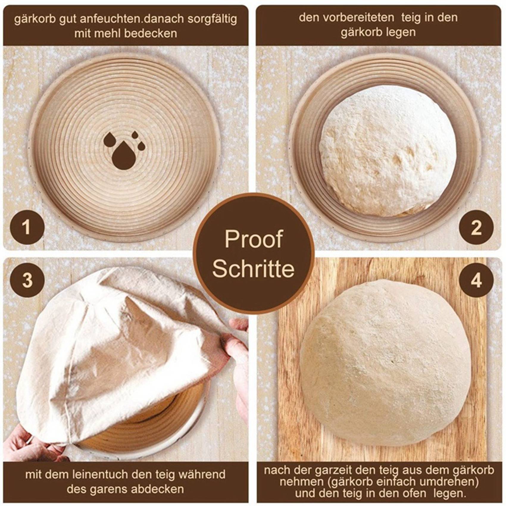 Round Set,4 Yeast Baskets For  - огляд і ціна Proofing Basket Banneton