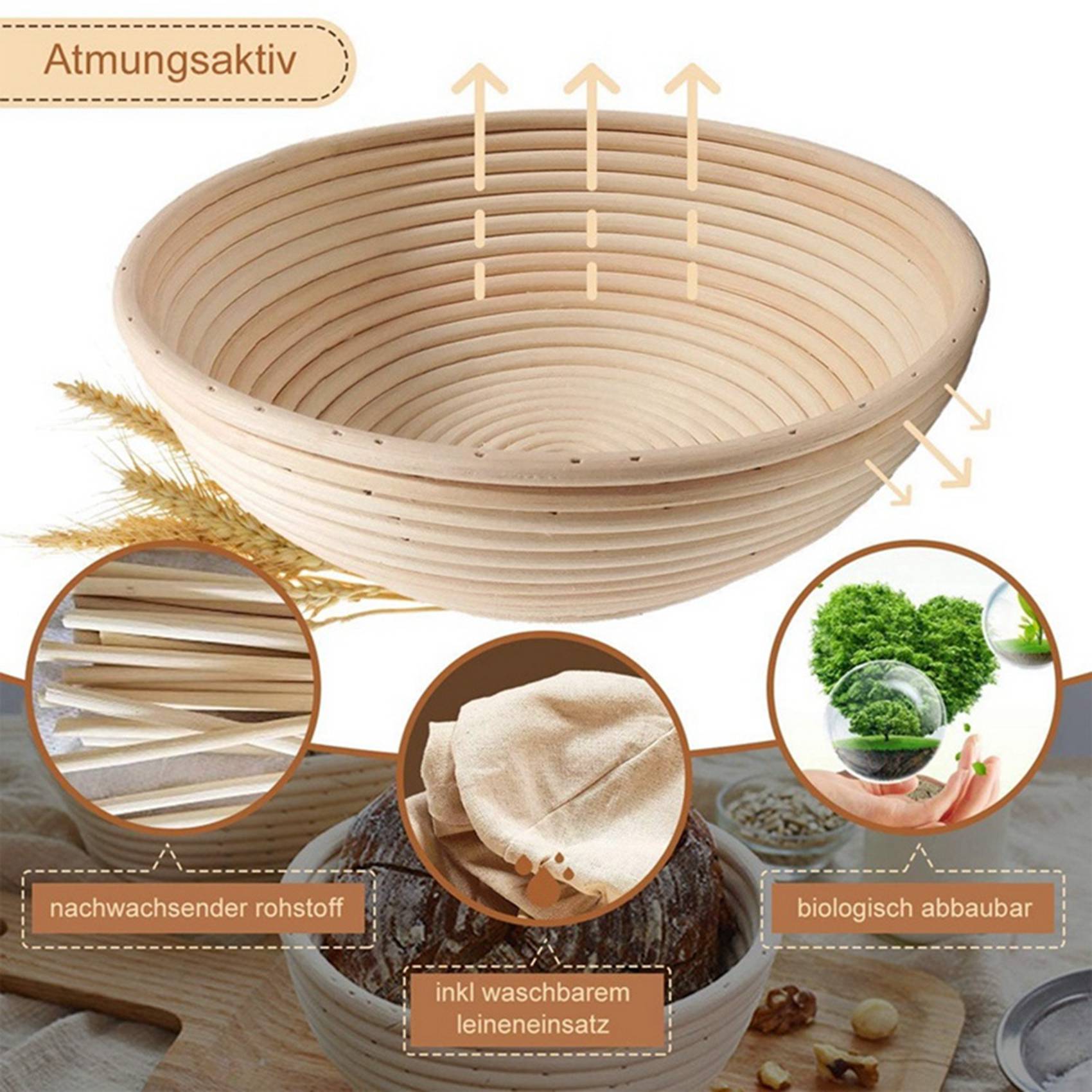 Round Set,4 Yeast Baskets For  - огляд і ціна Proofing Basket Banneton